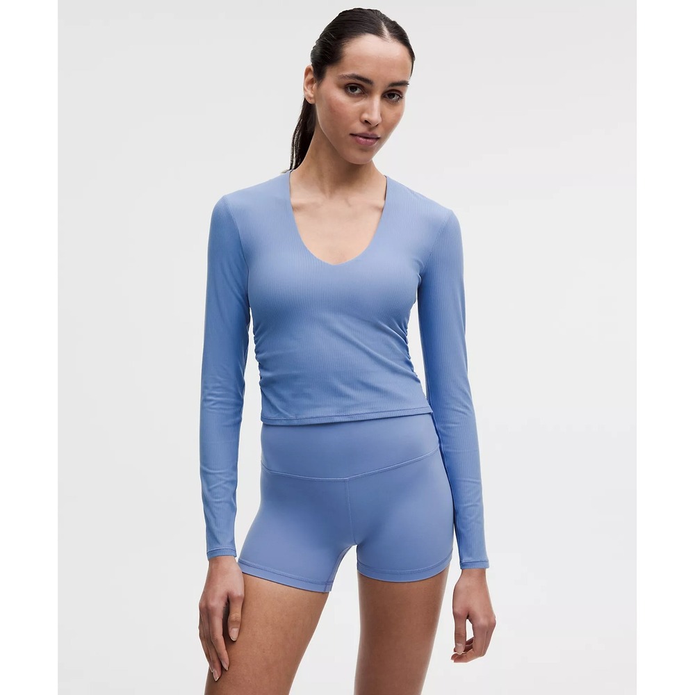036-Lululemon-All It Takes Ribbed Nulu V-Neck Long-Sleeve Shirt-Prep Blue
